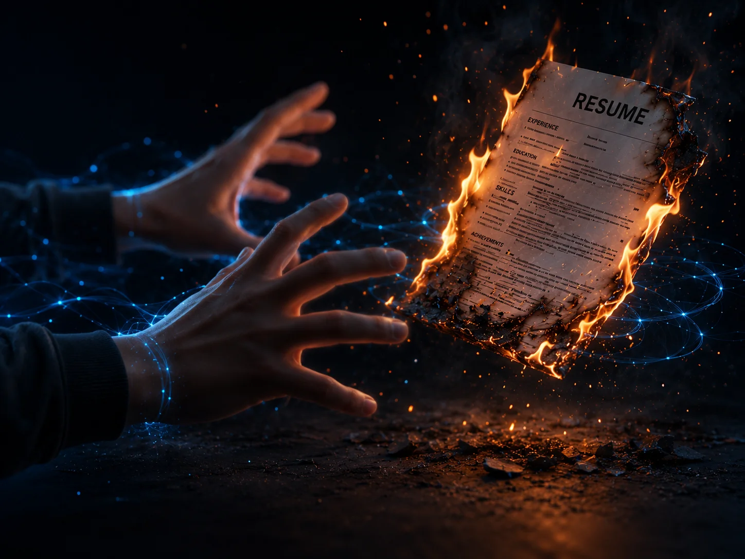 AI Resume Analyzer processing a burning resume to bypass ATS filters